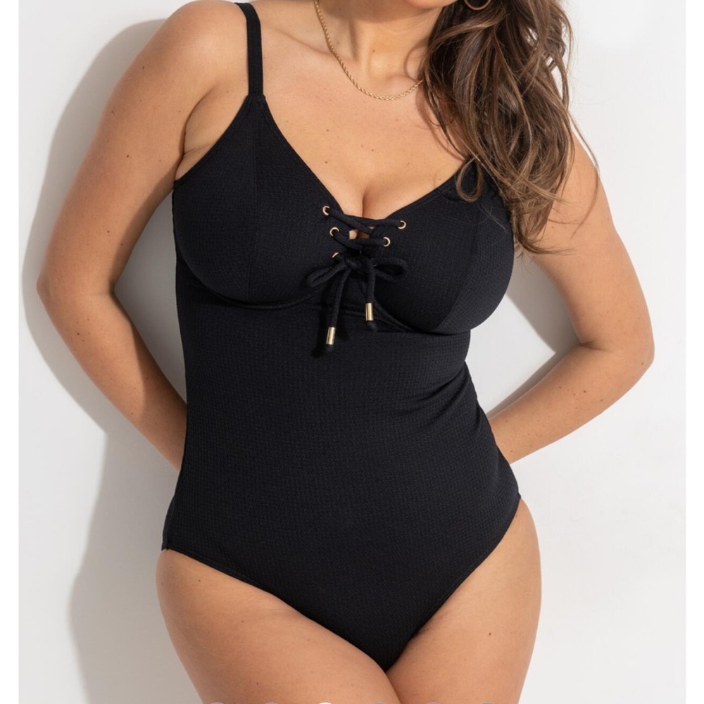 Black Pour Moi Sol Beach Rope One Piece Swimsuit